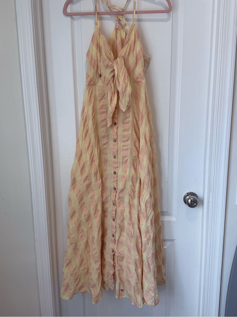 Free People Yellow and Peach Via Midi Dress